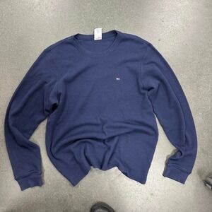 Tommy Hilfiger navy thermal waffle-knit preppy long sleeve layer shirt Sz Lg